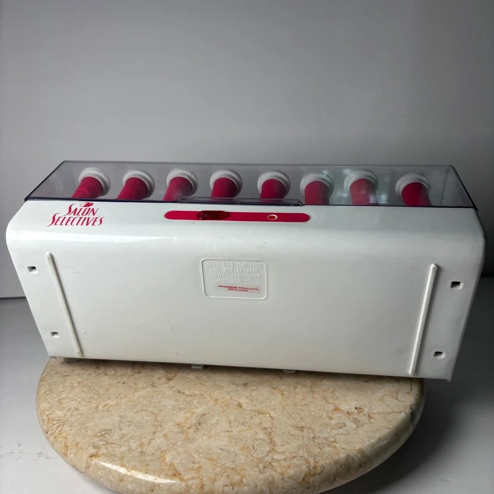 Salon Selectives Electric Hair Roller Set SS-24ZR Red White 24 Flocked Rollers
